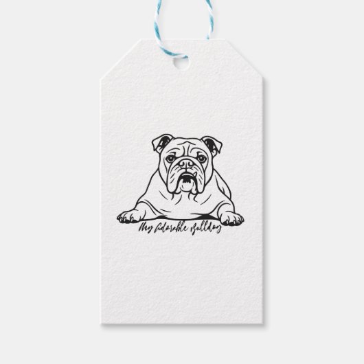 Schattige Bulldog Cadeaulabel (Voorkant)