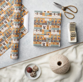 Schattige Bulldog & Coffee vintage Cadeaupapier
