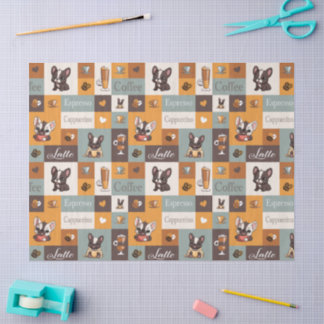 Schattige Bulldog & Coffee vintage Tissuepapier