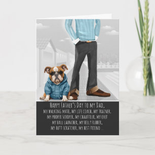 Schattige Bulldog en Papa Grappige Vaderdag Feestdagen Kaart