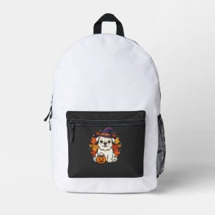 Schattige Bulldog Halloween Pompoen Hond Ontwerp_1 Bedrukte Rugzak