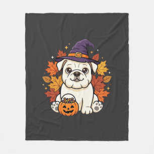 Schattige Bulldog Halloween Pompoen Hond Ontwerp_1 Fleece Deken