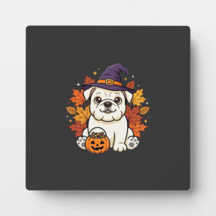 Schattige Bulldog Halloween Pompoen Hond Ontwerp_1 Fotoplaat