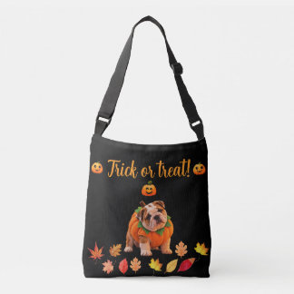 Schattige Bulldog Halloween pompoen snoep of een t Crossbody Tas