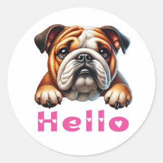 Schattige Bulldog Puppy  Love Dog Hallo  Ronde Sticker