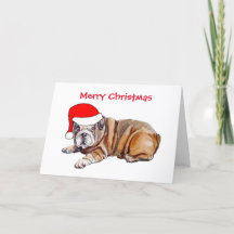 Schattige Bulldog Santa Hoed Kerstmis