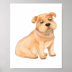 Schattige Bulldog Wall Art Pitbull Owner Gift Poster