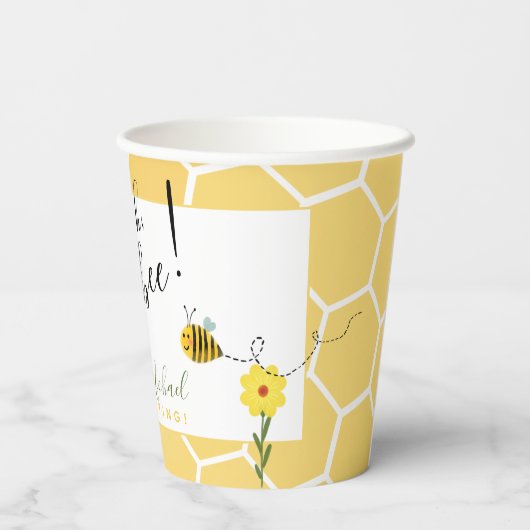 Schattige Bumble Bee Baby shower Oh Babee Papieren Bekers (Achterkant)