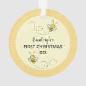 Schattige Bumble Bee Eerste Kerstmis Aangepast Ornament (achterkant)