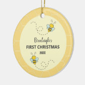 Schattige Bumble Bee Eerste Kerstmis Aangepaste Ke Keramisch Ornament (Links)