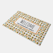 Schattige Bumble Bee en Rainbows Pattern Welkom Deurmat (Schuin)