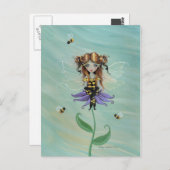 Schattige Bumble Bee Fairy Briefkaart (Voorkant / Achterkant)