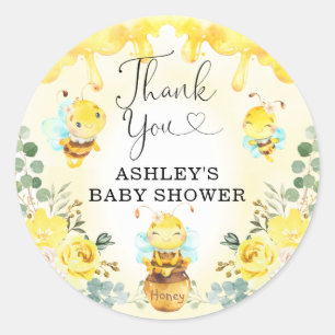 Schattige Bumble Bee Honey Pot Bloemen Baby shower Ronde Sticker
