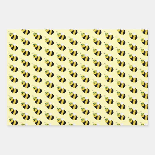 Schattige Bumble Bee Honeycomb Pattern Baby shower Inpakpapier Vel (Voorkant 2)