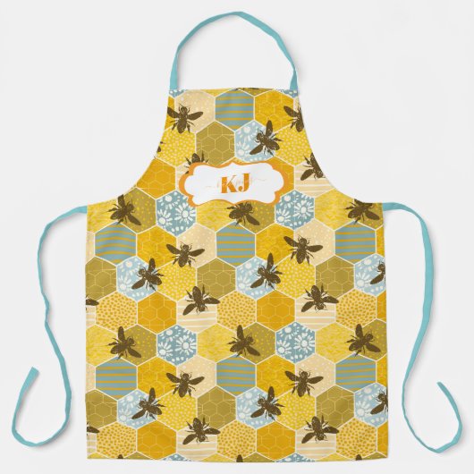 Schattige Bumble Bee Honeycomb Pattern | Monogram Schort (Voorkant)