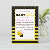Schattige Bumble Bees Meisje Baby shower Invitatio Kaart (Staand voorkant)