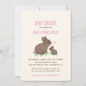 Schattige Bunnies met Baby shower van het Meisje v Kaart (Voorkant)