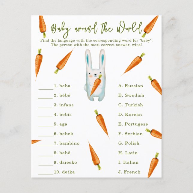 Schattige bunny - Baby rond de wereld spel (Voorkant)