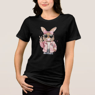 Schattige Bunny Blowing Bubble Gum Tri-Blend Shirt