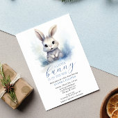 Schattige Bunny Blue Winter Custom Baby shower Kaart