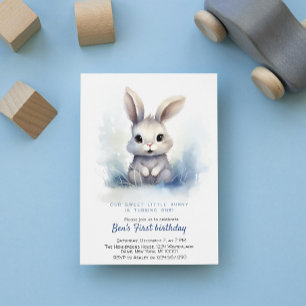 Schattige Bunny Blue Winter Custom Verjaardagsfees Kaart