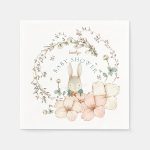 Schattige Bunny Botanical Boy Baby shower Servet