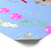Schattige bunny Custom Pastel 1st Pasen Poster (Hoek)