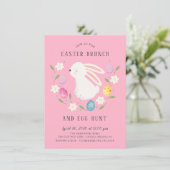 Schattige Bunny Easter Brunch & Egg Hunt Kaart (Staand voorkant)
