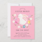 Schattige Bunny Easter Brunch & Egg Hunt Kaart (Voorkant)