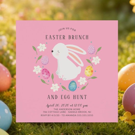 Schattige Bunny Easter Brunch & Egg Hunt Kaart