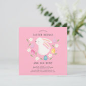 Schattige Bunny Easter Brunch & Egg Hunt Kaart (Staand voorkant)