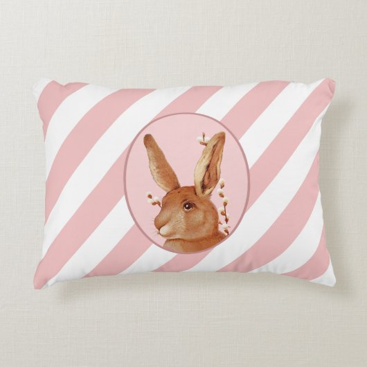 Schattige  Bunny en Stripes Patroon Accent Kussen (Voorkant)