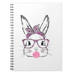 Schattige Bunny Face Pink Leopard Glasses Bubblegu Notitieboek