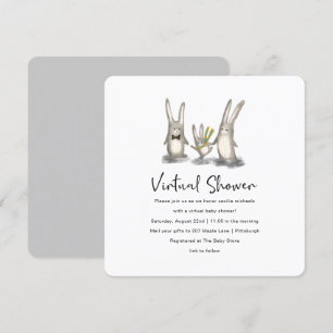 Schattige Bunny Family Virtual Baby shower Kaart