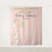 Schattige  Bunny Floral Baby shower Achtergrond Wandkleed (Voorkant)