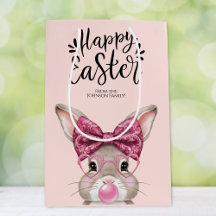 Schattige Bunny 'Happy Easter' Roze Patroon