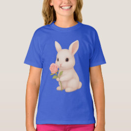 Schattige Bunny Holding Flower Girls 'T-shirt T-shirt