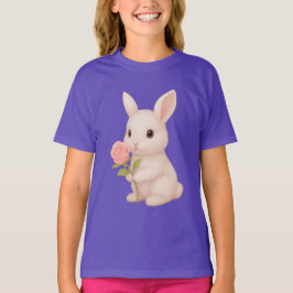 Schattige Bunny Holding Flower Girls 'T-shirt T-shirt