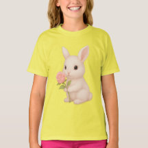 Schattige Bunny Holding Flower Girls 'T-shirt