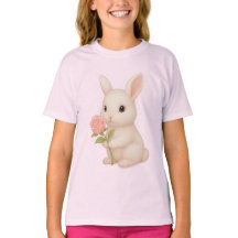 Schattige Bunny Holding Flower Girls 'T-shirt