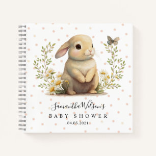 Schattige Bunny met Vlinder Baby shower Gastenboek Notitieboek