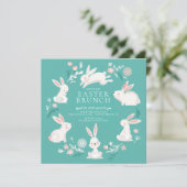 Schattige Bunny Party Pasen Kaart (Staand voorkant)