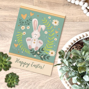 Schattige Bunny Pastel Bloemen Happy Easter Kaart