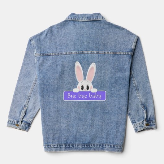 Schattige Bunny Peeking met Bericht Denim Jacket (Achterkant)