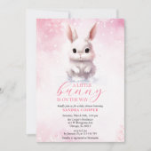 Schattige Bunny Roze Winter Custom Baby shower Kaart (Voorkant)