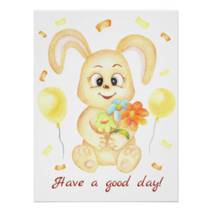 Schattige Bunny voor een positief humeur Poster Perfect Poster
