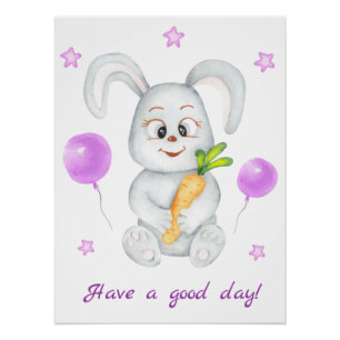 Schattige Bunny voor een positief humeur Poster Perfect Poster