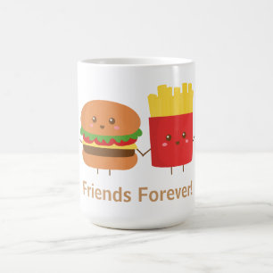 Schattige Burger en Friet, Vrienden Voor Altijd Koffiemok