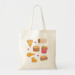 Schattige Burrito Pizza Sandwich Burger Friet Eten Tote Bag