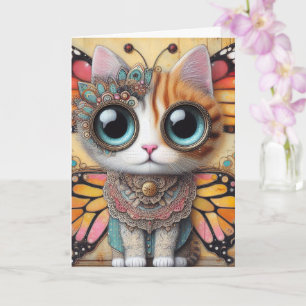 Schattige Butterfly Cat Fairy Alle gelegenheden Kaart